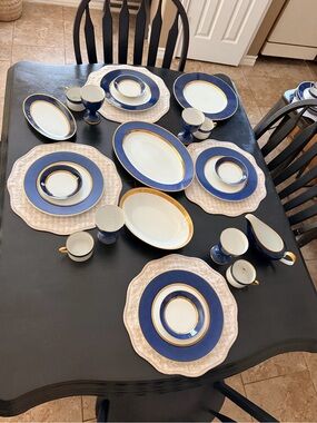 Fitz & Floyd Renaissance Chinaware Full Set - Blue and Gold